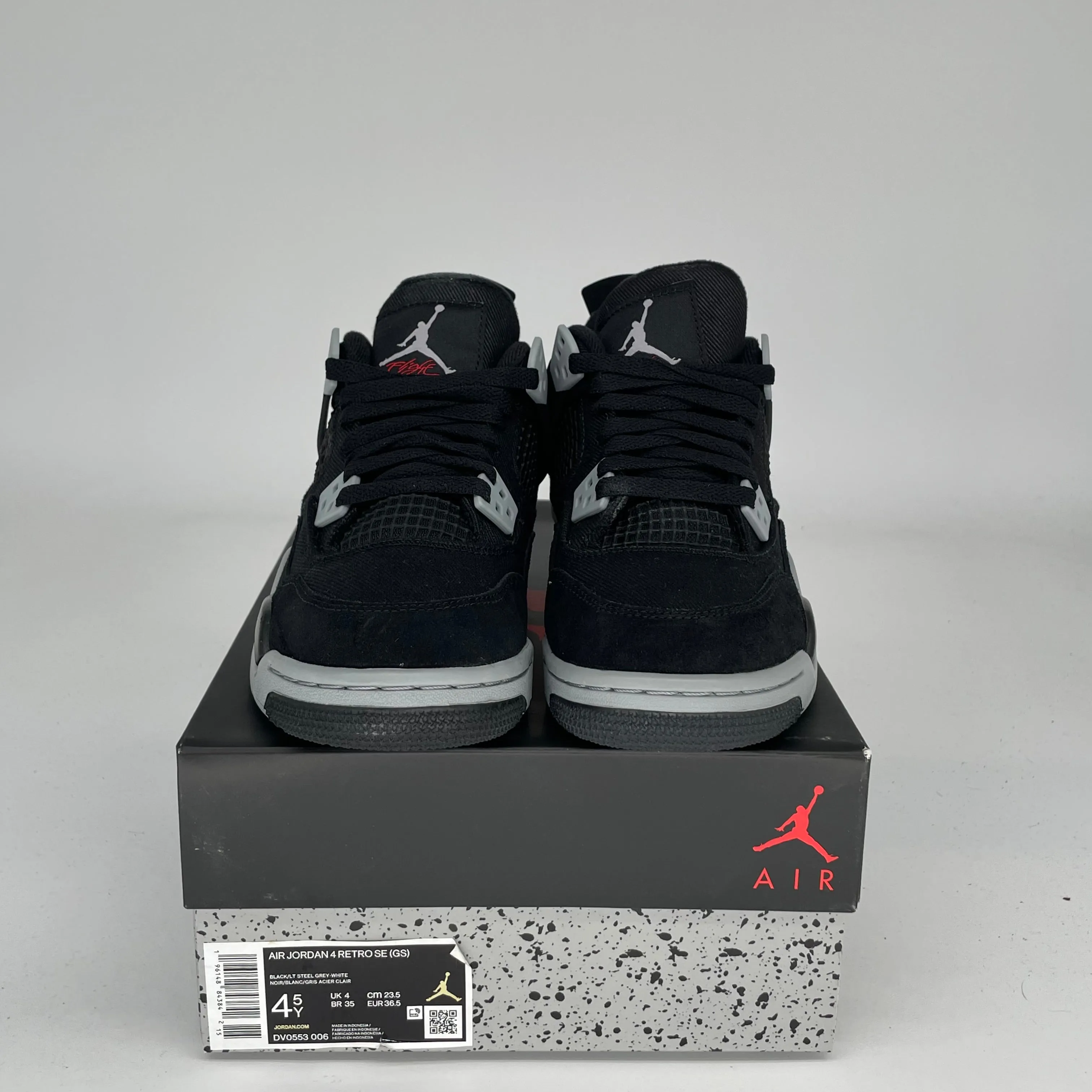 AIR JORDAN 4 BLACK CANVAS SIZE 4.5Y DV0553-006