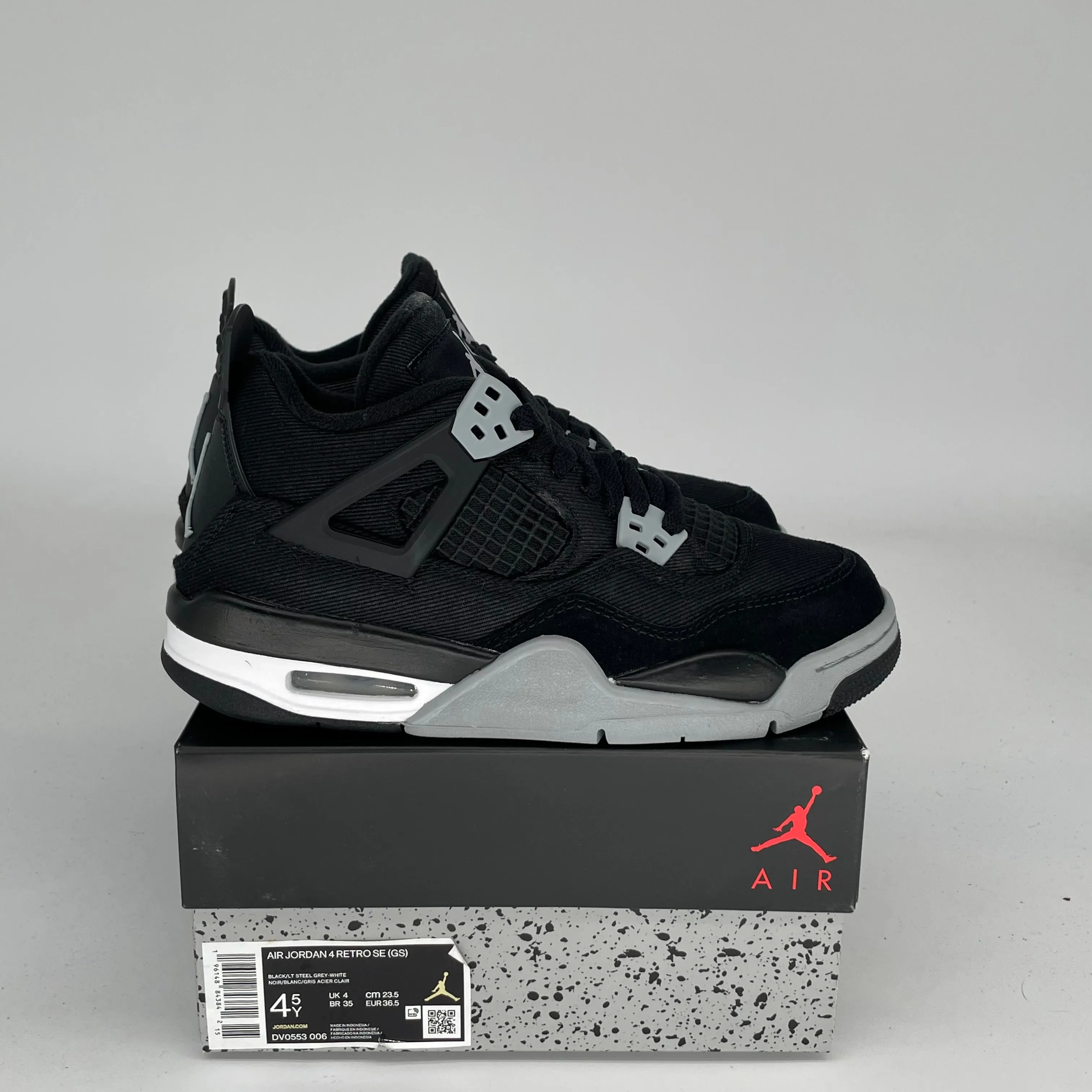 AIR JORDAN 4 BLACK CANVAS SIZE 4.5Y DV0553-006