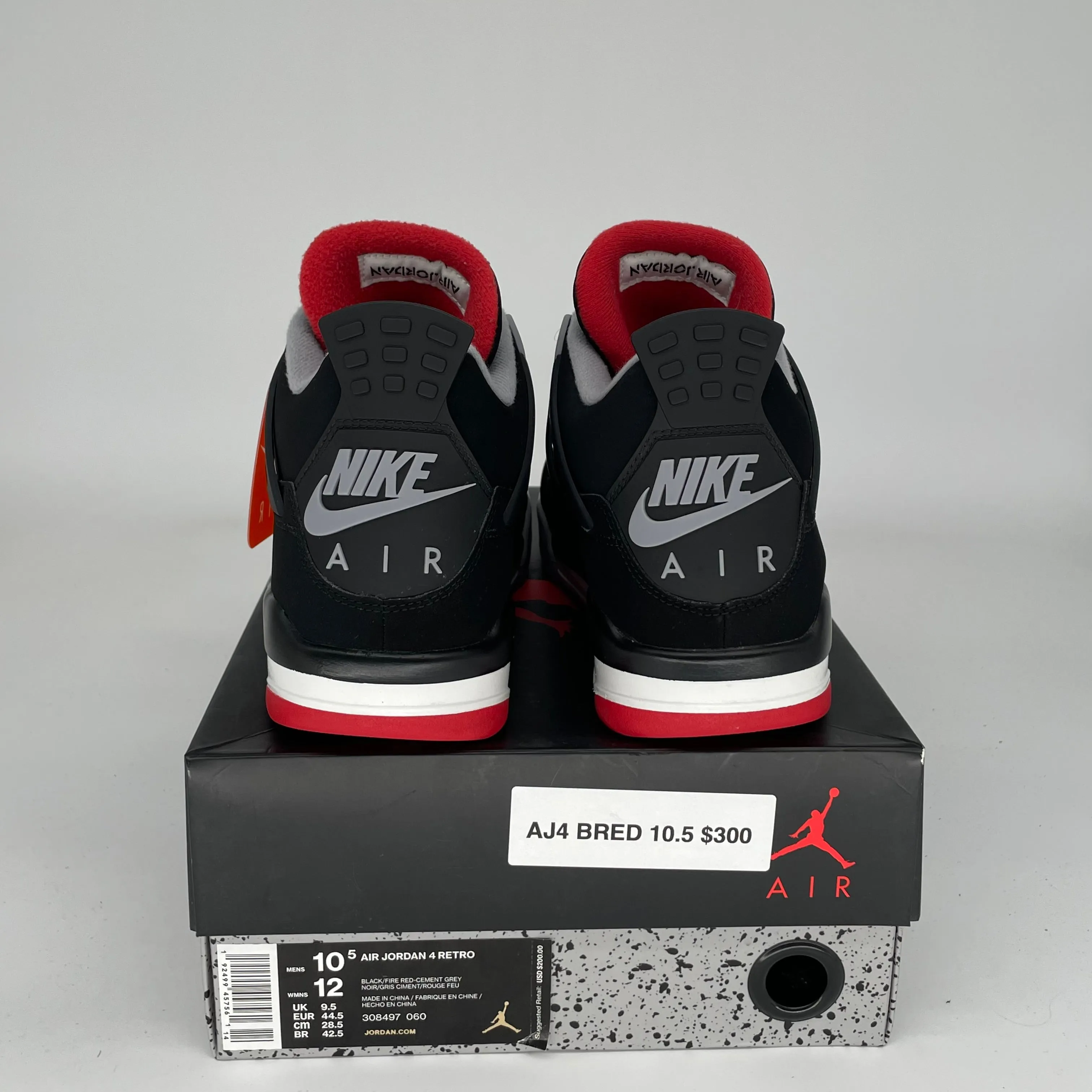 AIR JORDAN 4 BRED SIZE 10.5 308497-060