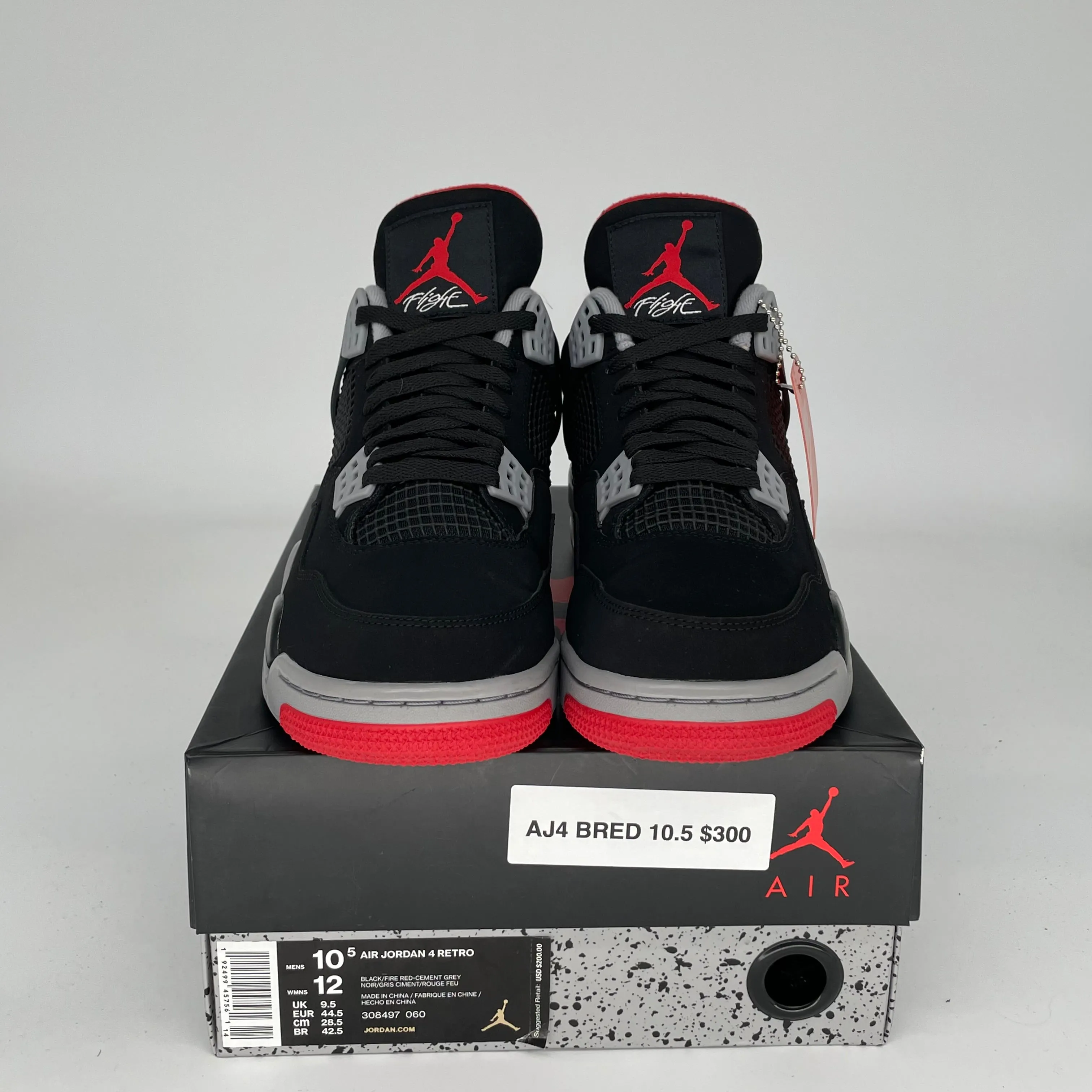 AIR JORDAN 4 BRED SIZE 10.5 308497-060