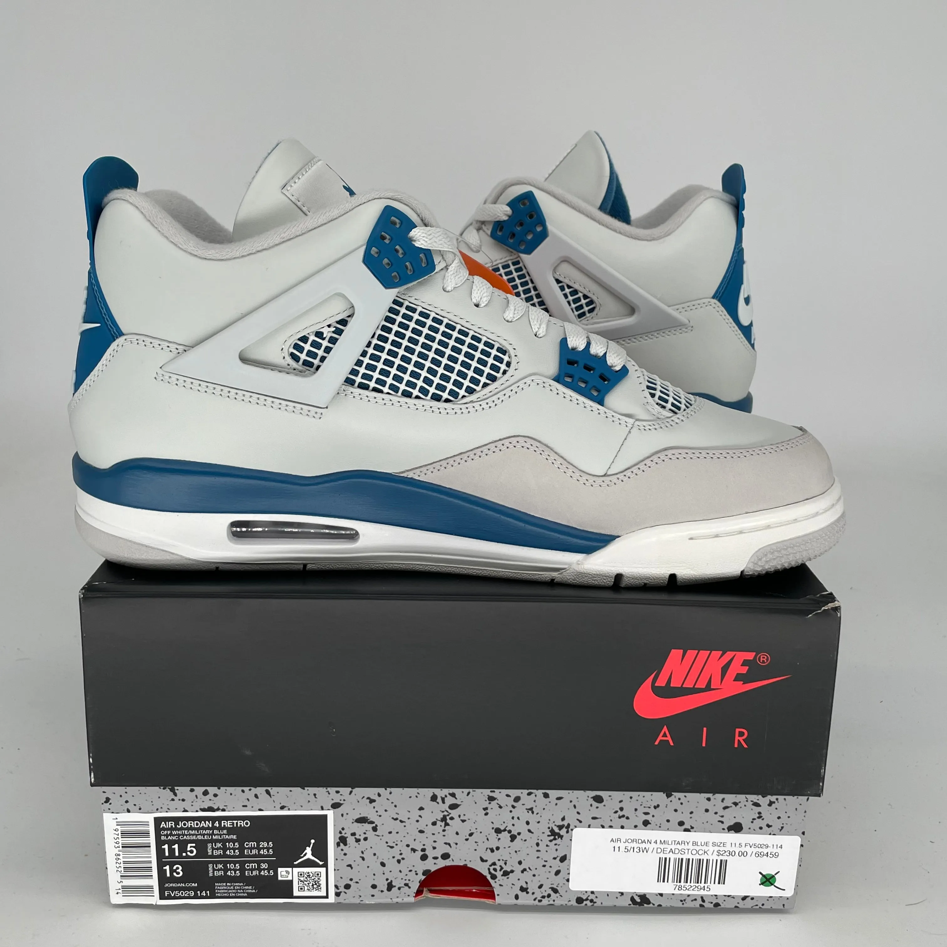 AIR JORDAN 4 MILITARY BLUE SIZE 11.5 FV5029-141