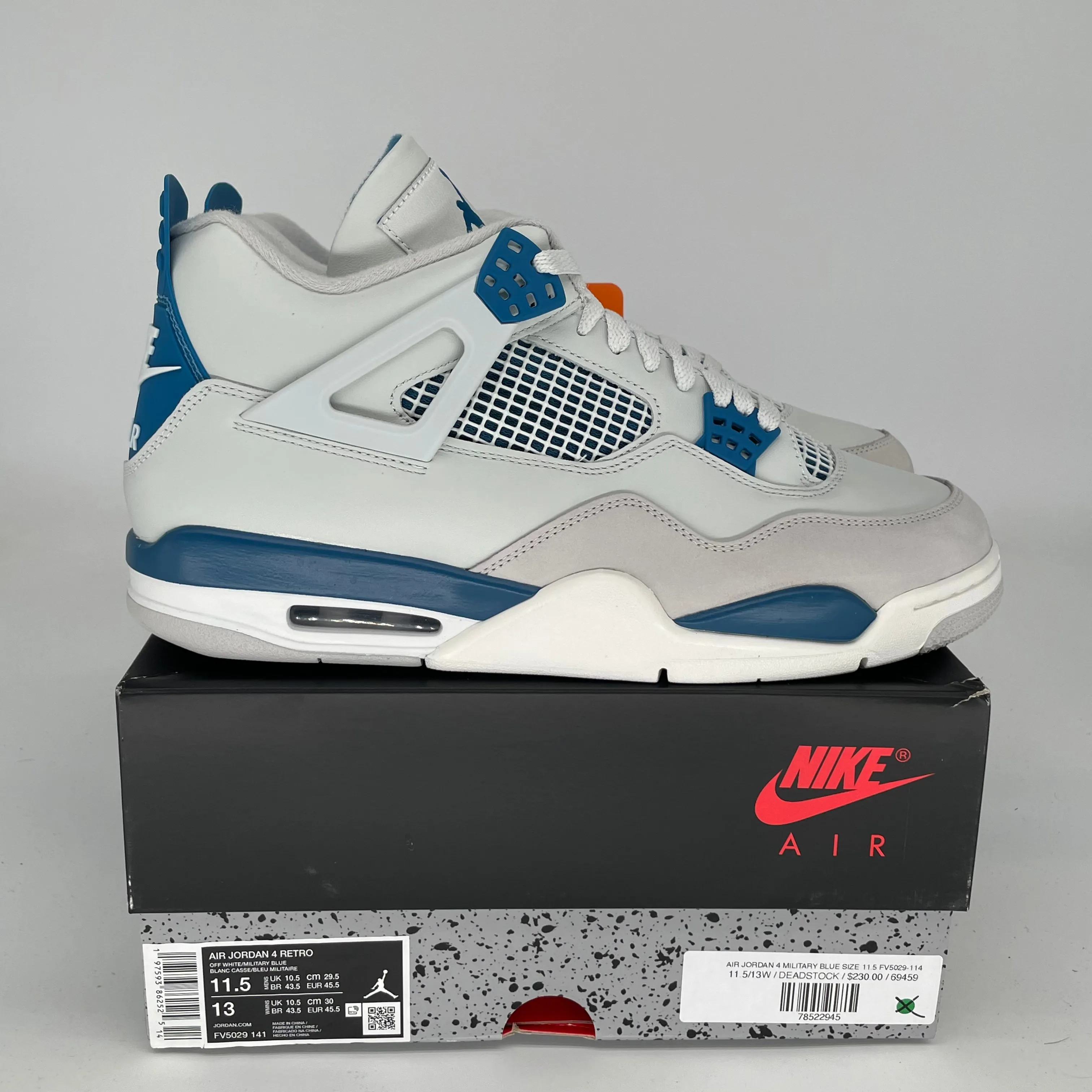 AIR JORDAN 4 MILITARY BLUE SIZE 11.5 FV5029-141
