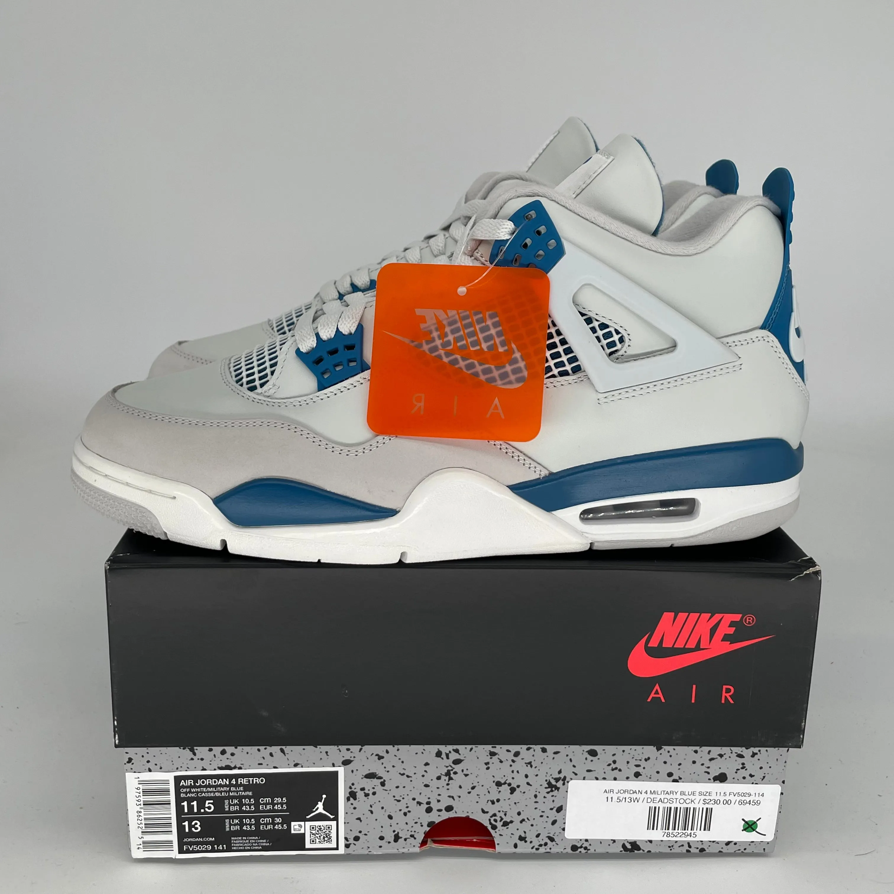 AIR JORDAN 4 MILITARY BLUE SIZE 11.5 FV5029-141