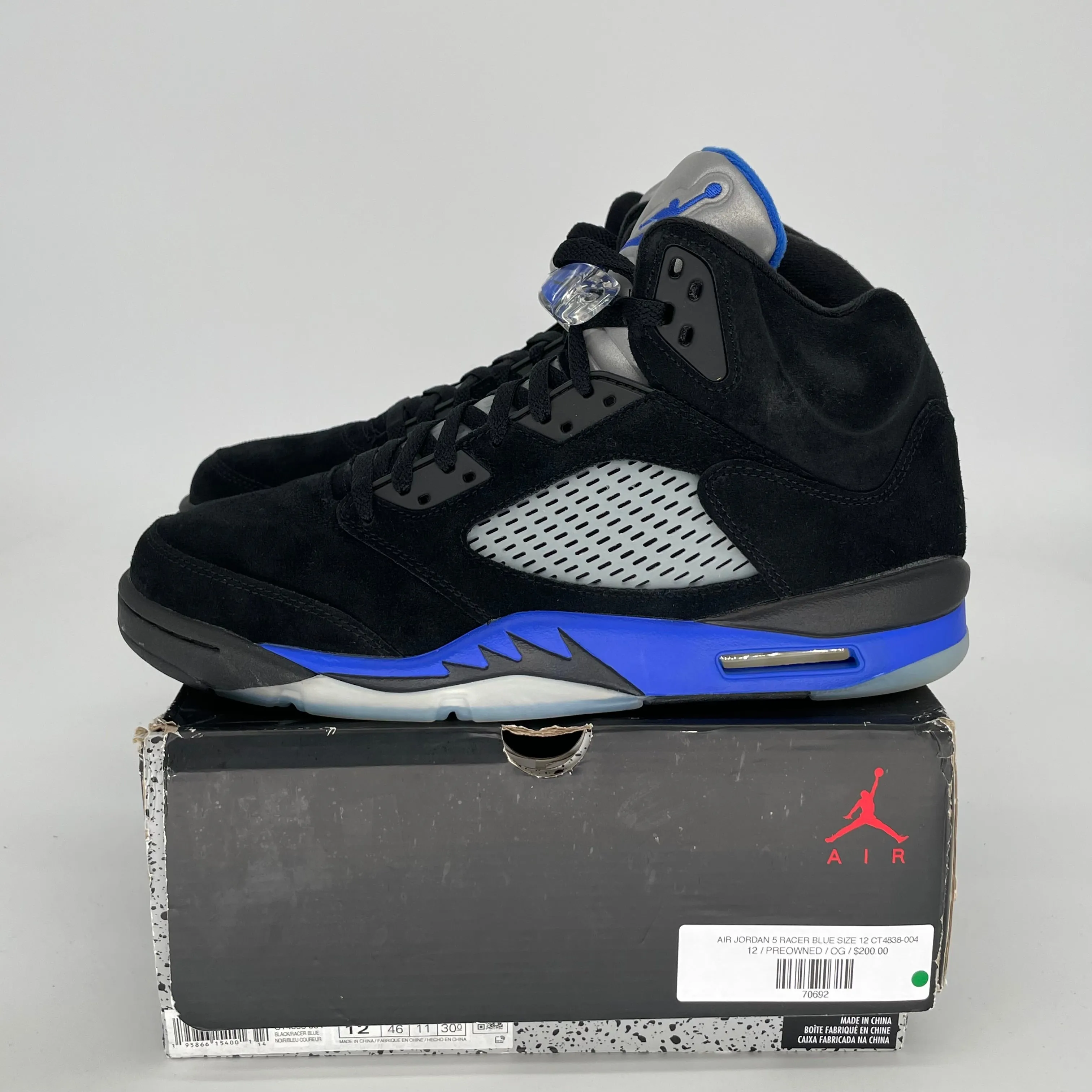 AIR JORDAN 5 RACER BLUE SIZE 12 CT4838-004
