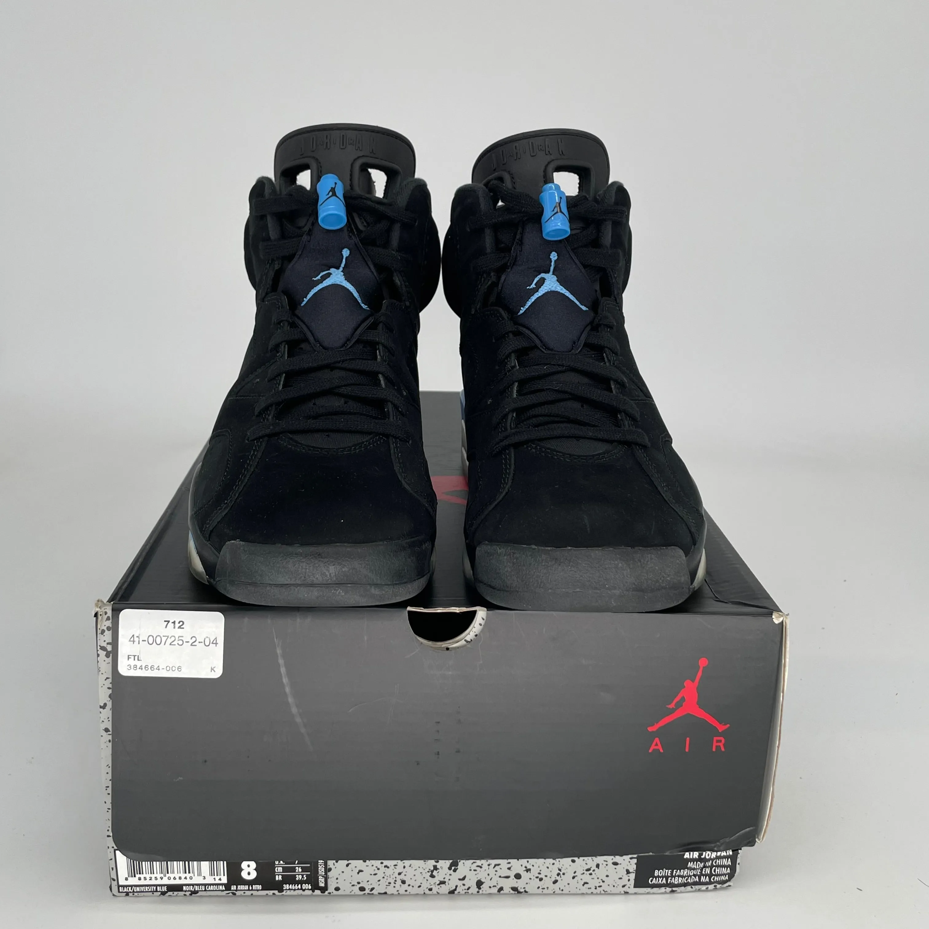 AIR JORDAN 6 UNC BLACK SIZE 8 384664-006