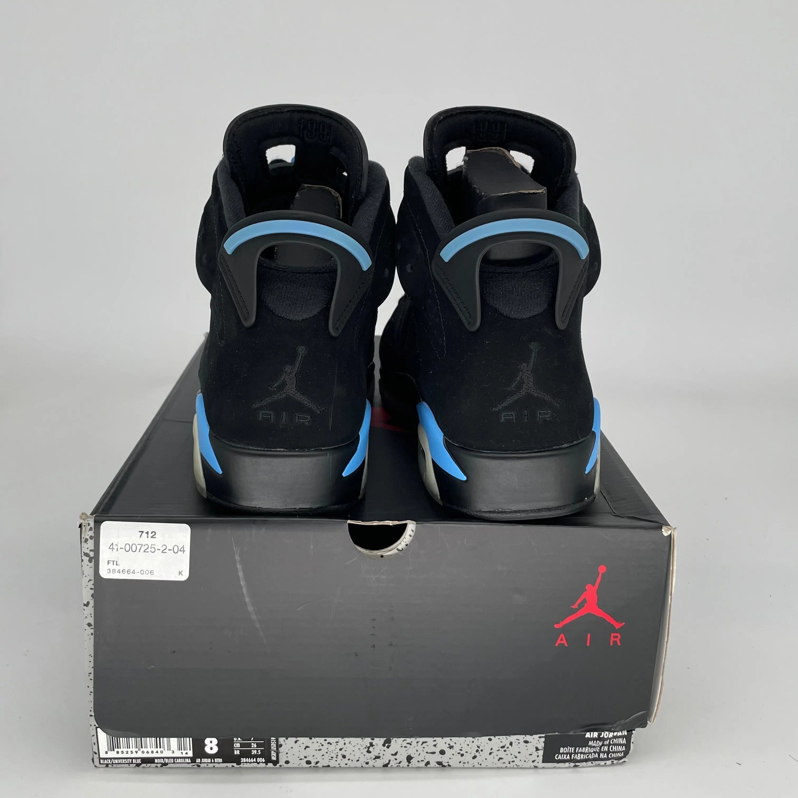 AIR JORDAN 6 UNC BLACK SIZE 8 384664-006