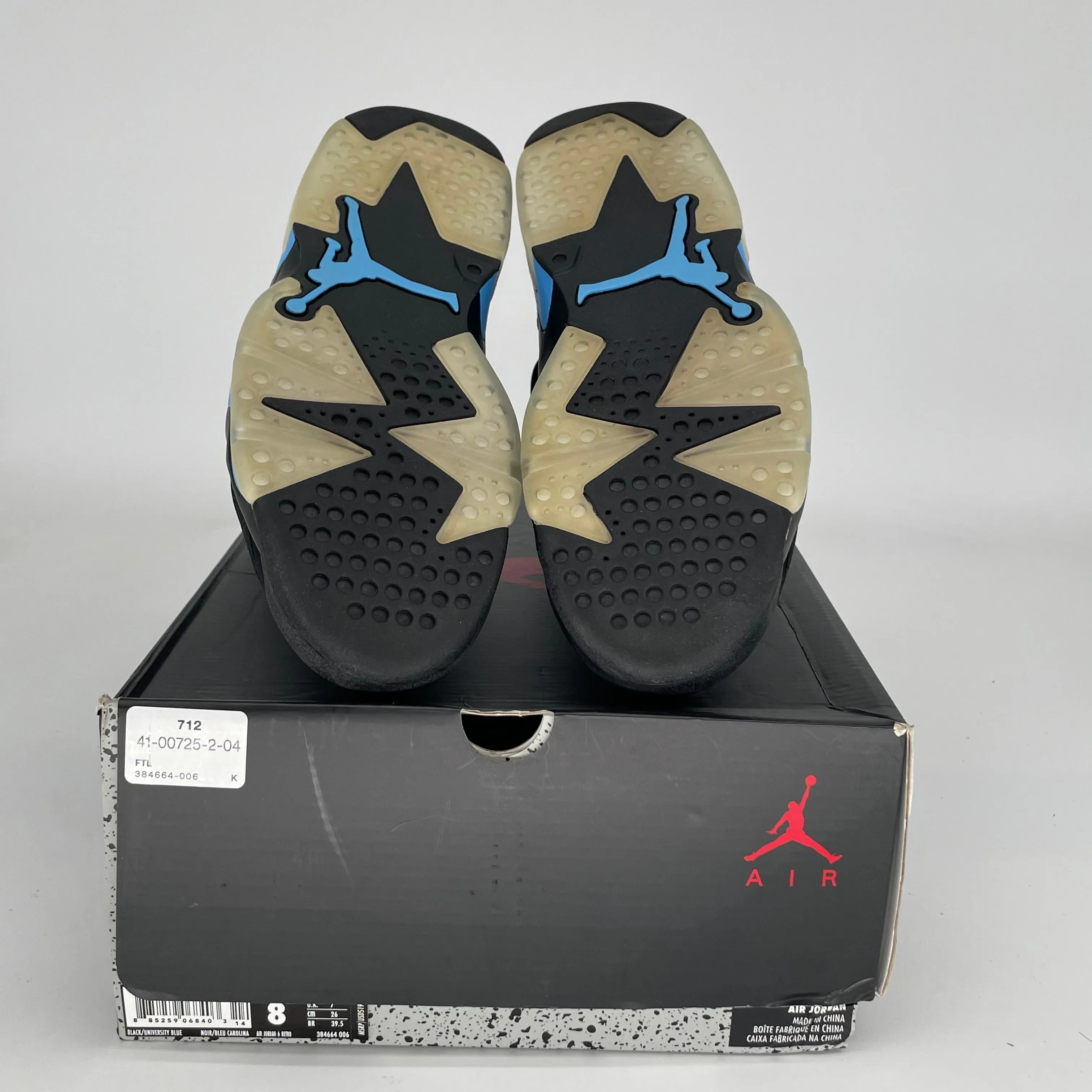 AIR JORDAN 6 UNC BLACK SIZE 8 384664-006
