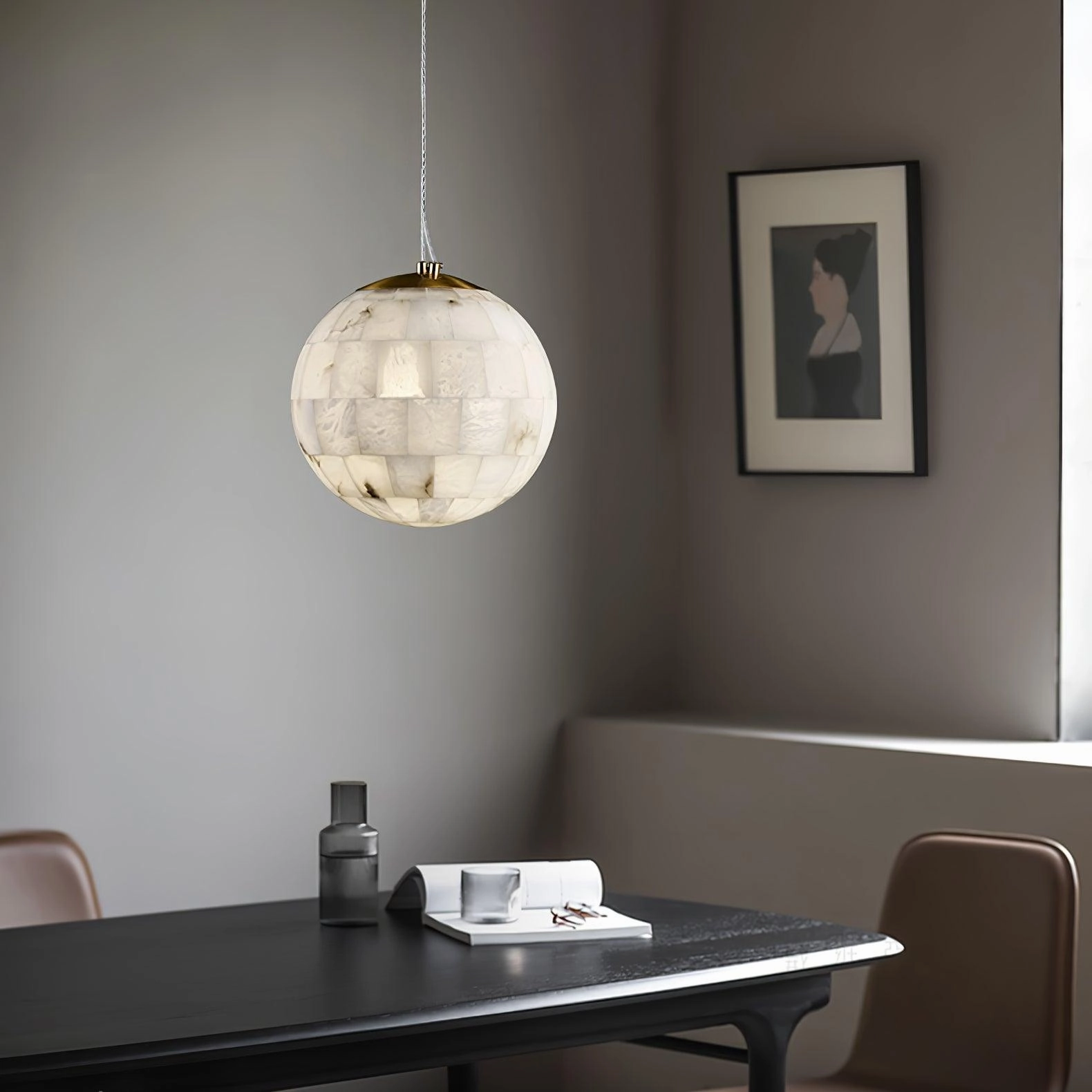 Alabaster Ball Pendant Light