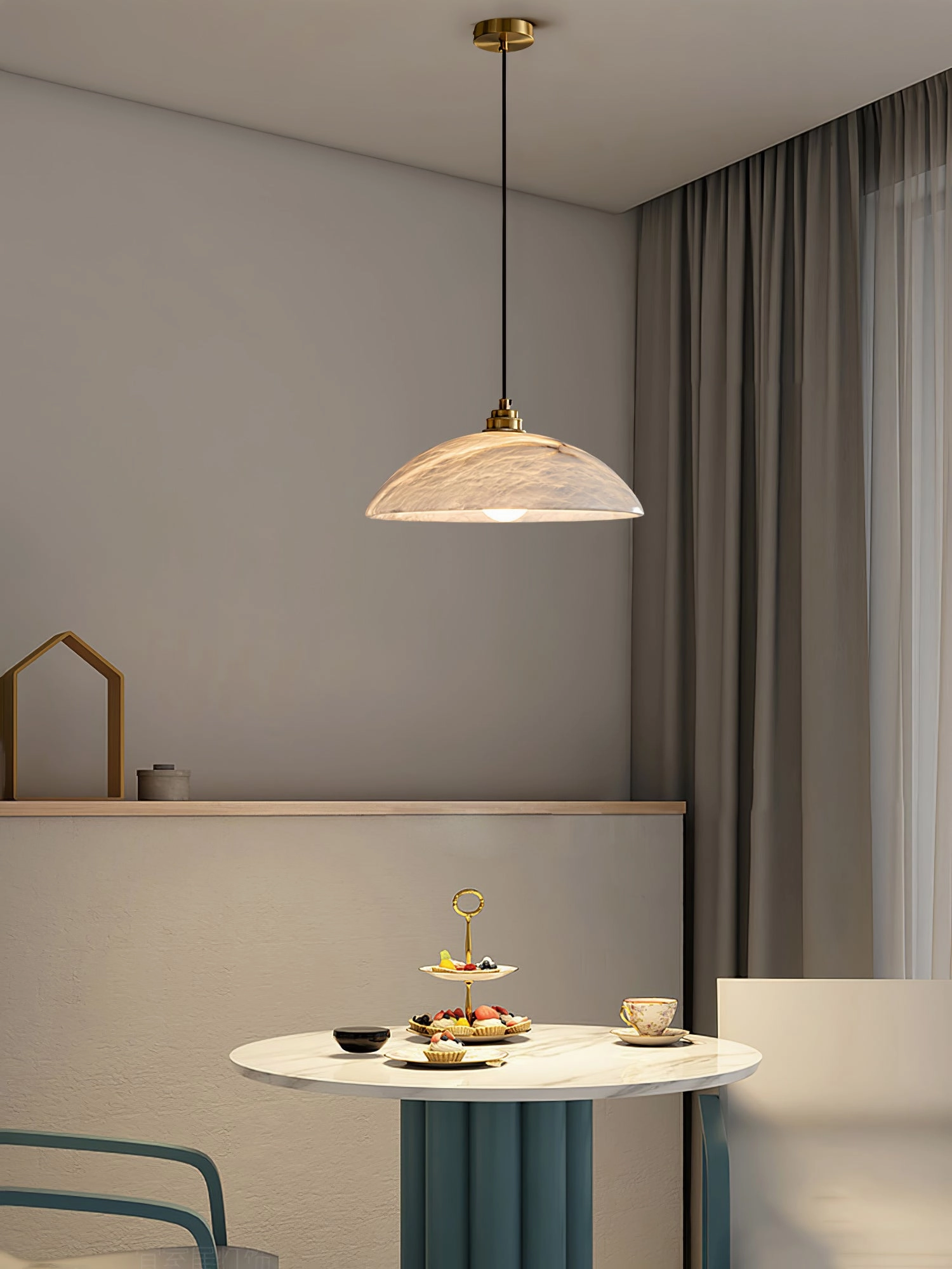 Alabaster Dome Swag Pendant Lamp