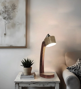 Alice Brown Wooden Table Lamp with Wooden Lampshade (BULB NOT INCLUDED) decorative ceiling fixture