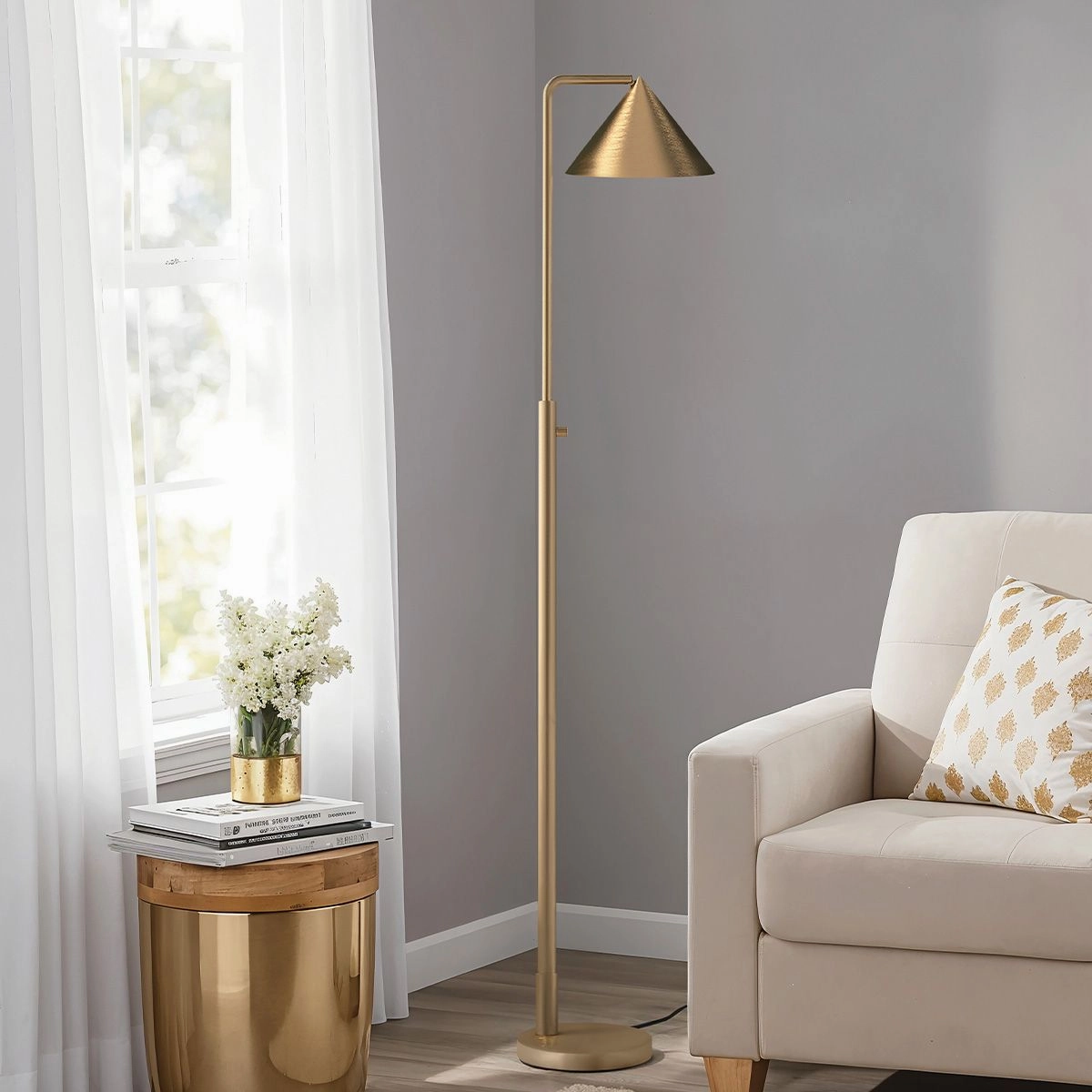Alora Mood Remyck Gold Floor Lamp creative lampshade design