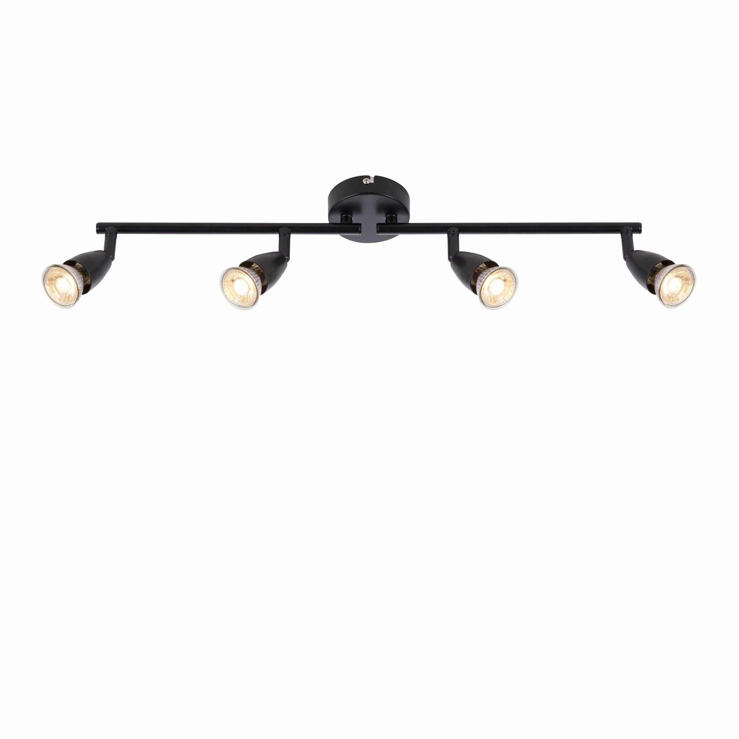 Amalfi 4 Light Black Bar Spotlight 35W - Adjustable tall arc lamp for living room