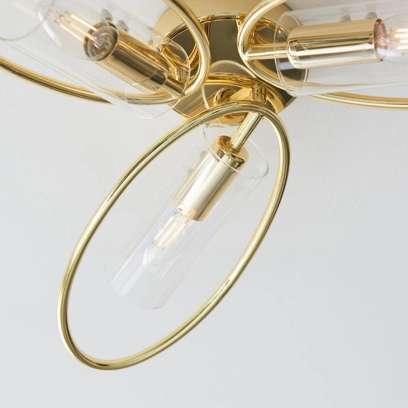 Amari 3 Light Flush Polished Brass Ceiling Light Endon