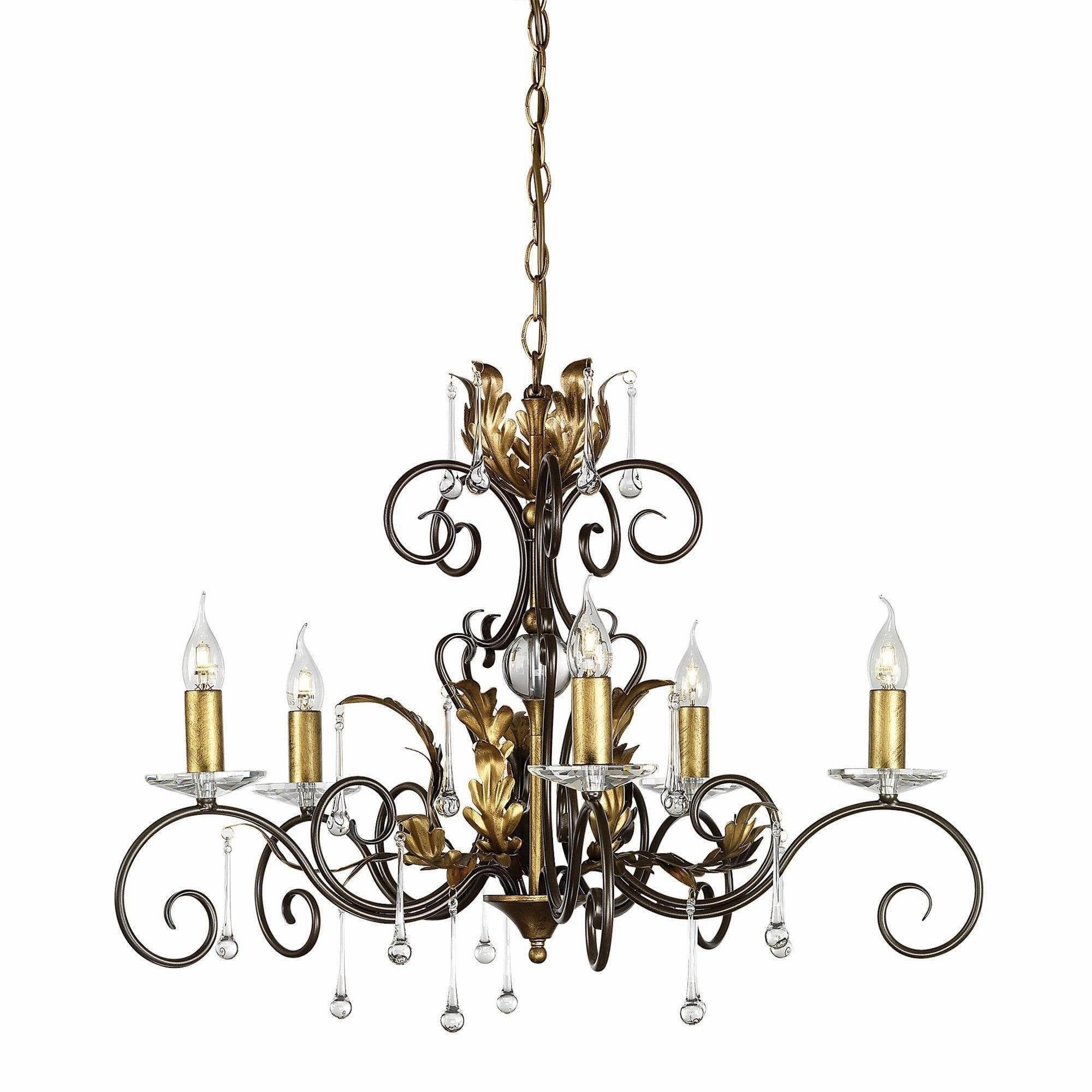Amarilli 5 Light Gold & Bronze Chandelier Ceiling Light soft glow ceiling light