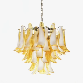 Amber Glass Murano Petals Chandelier minimalist reading light