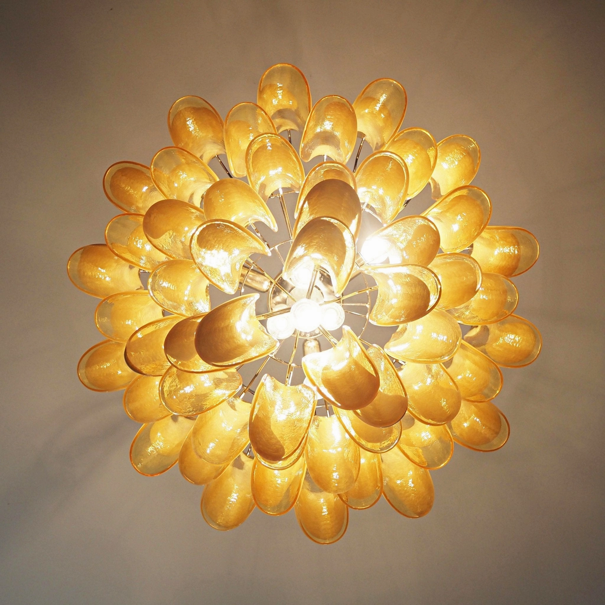 Amber Glass Murano Petals Chandelier