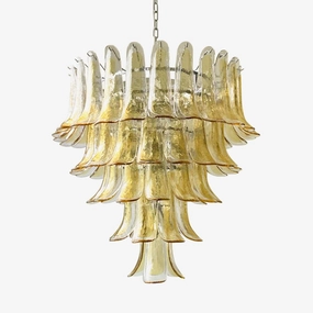 Amber Murano Glass Petals Chandelier minimalist reading light