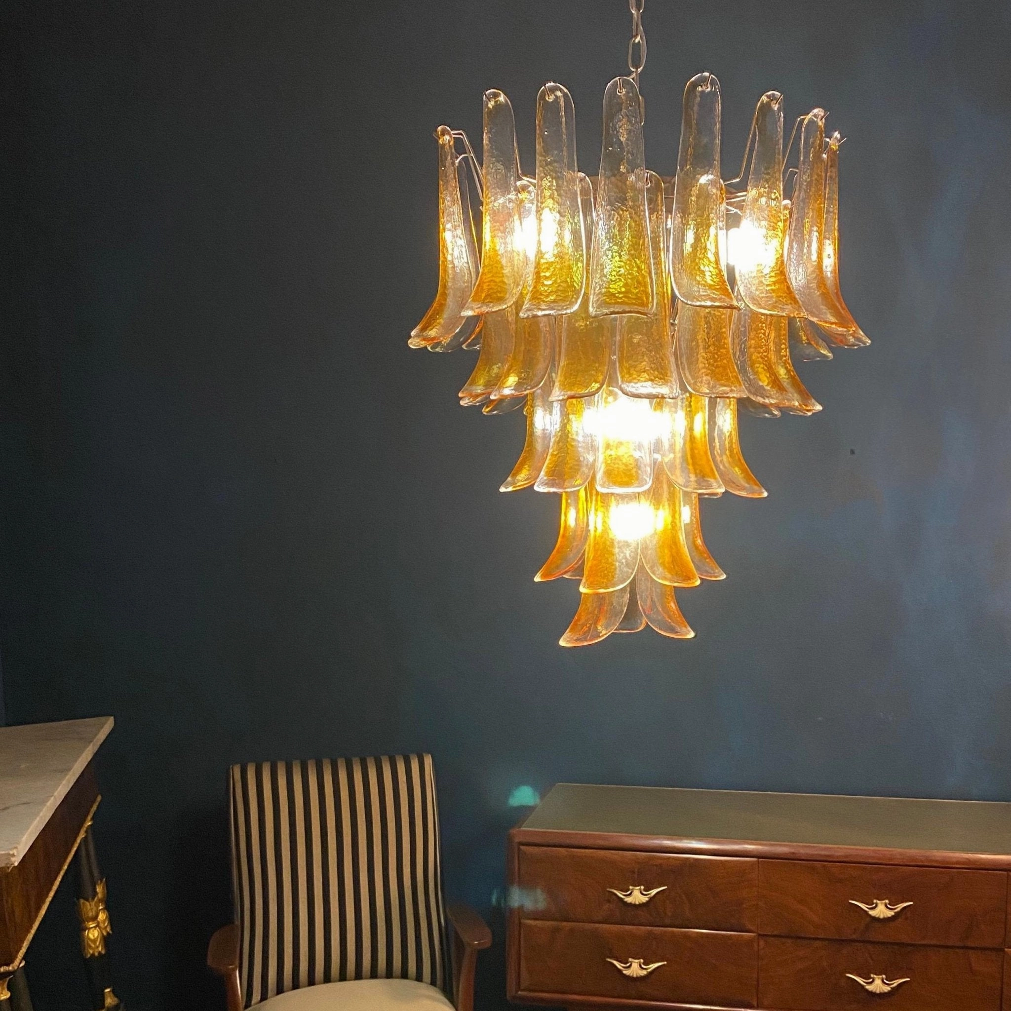 Amber Murano Glass Petals Chandelier