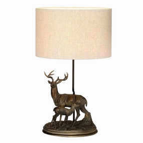 Amelia 1 Light Bronze Table Lamp With Natural Oval Shade energy-saving LED light