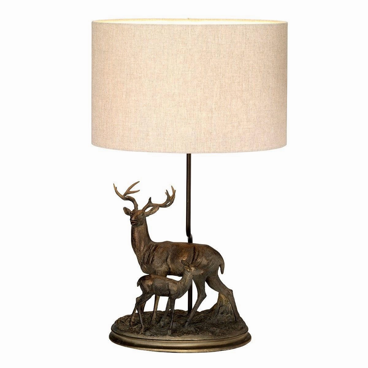 Amelia 1 Light Bronze Table Lamp With Natural Oval Shade energy-saving LED light