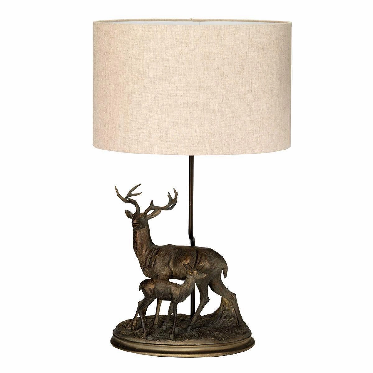 Amelia 1 Light Bronze Table Lamp With Natural Oval Shade