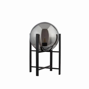 Amsterdam 1 Light Black Table Lamp, Smoked Glass Shade energy-saving LED light