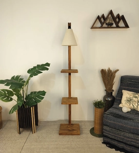 Andre Wooden Floor Lamp with Brown Base and Jute Fabric Lampshade (BULB NOT INCLUDED) decorative ceiling fixture