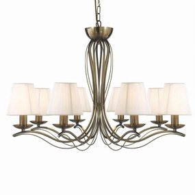 Andretti 8 Light Antique Brass Chandelier - Cream Shades white ceiling lamp