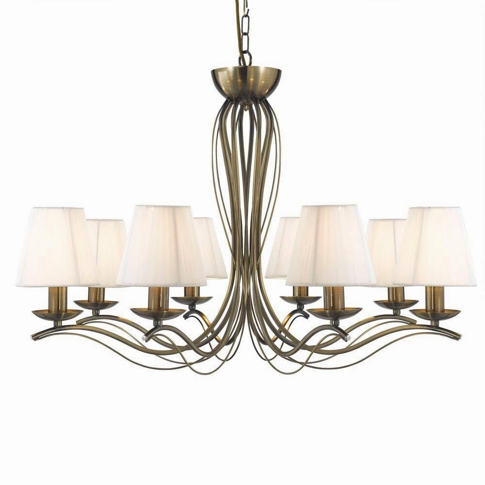 Andretti 8 Light Antique Brass Chandelier - Cream Shades white ceiling lamp