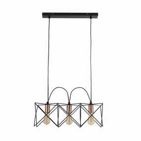 Anthea 3 Light Black Ceiling Pendant With Copper Detail soft glow ceiling light