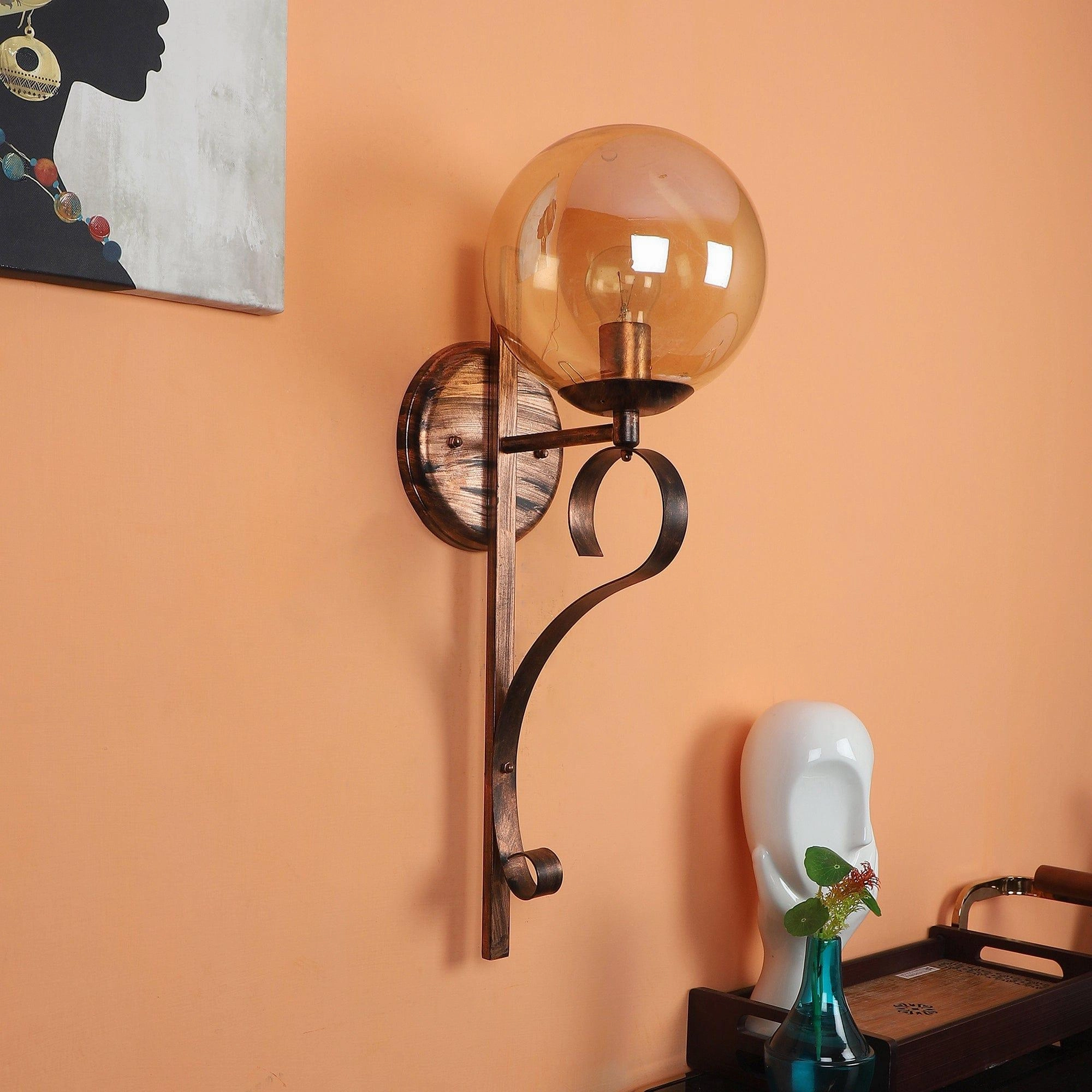 Antique Copper And Gold Iron Wall Lights