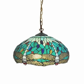 Aqua Dragonfly Medium Tiffany Ceiling Light - 1 Bulb Fitting recessed ceiling spot lamp