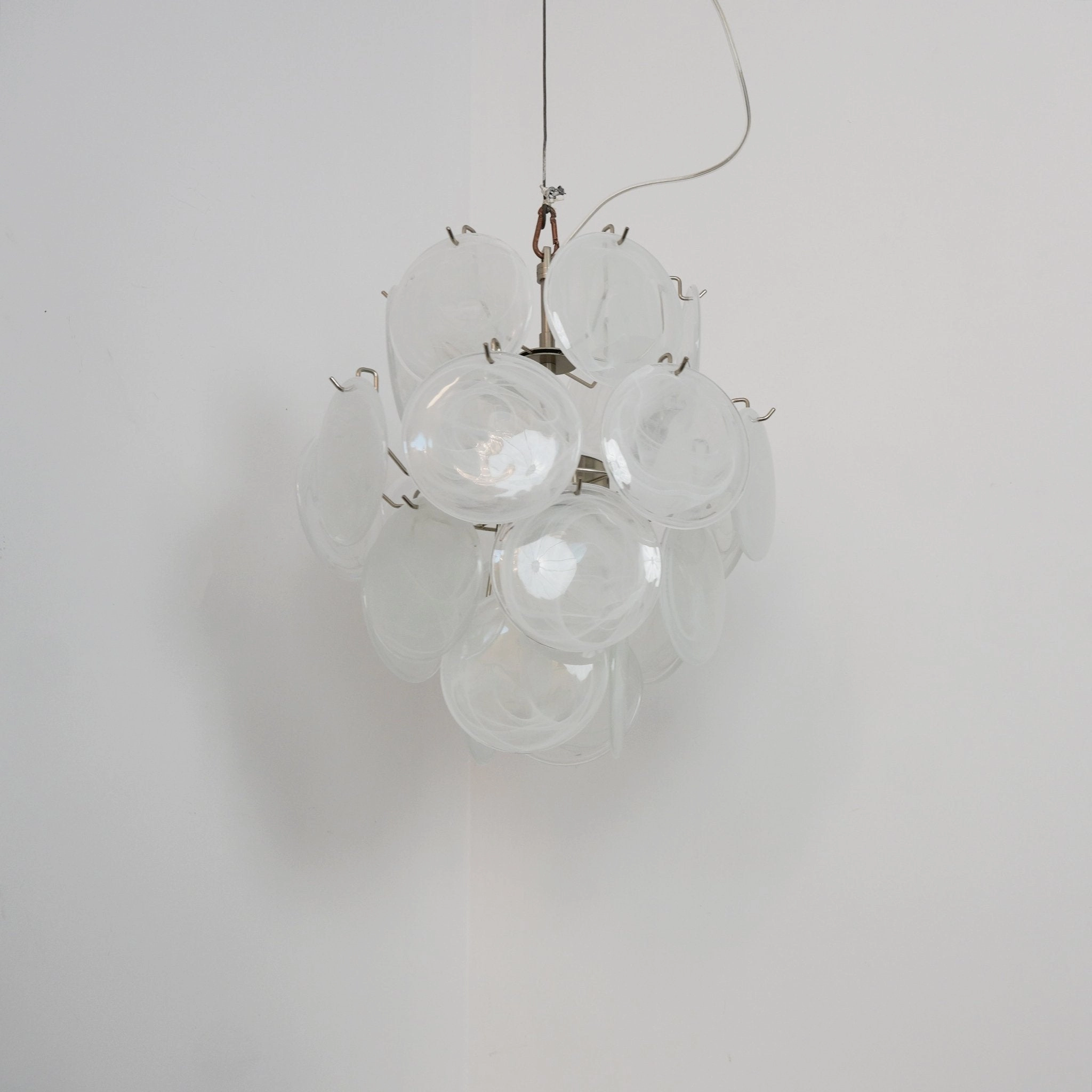 Aqua White Glass Murano Chandelier