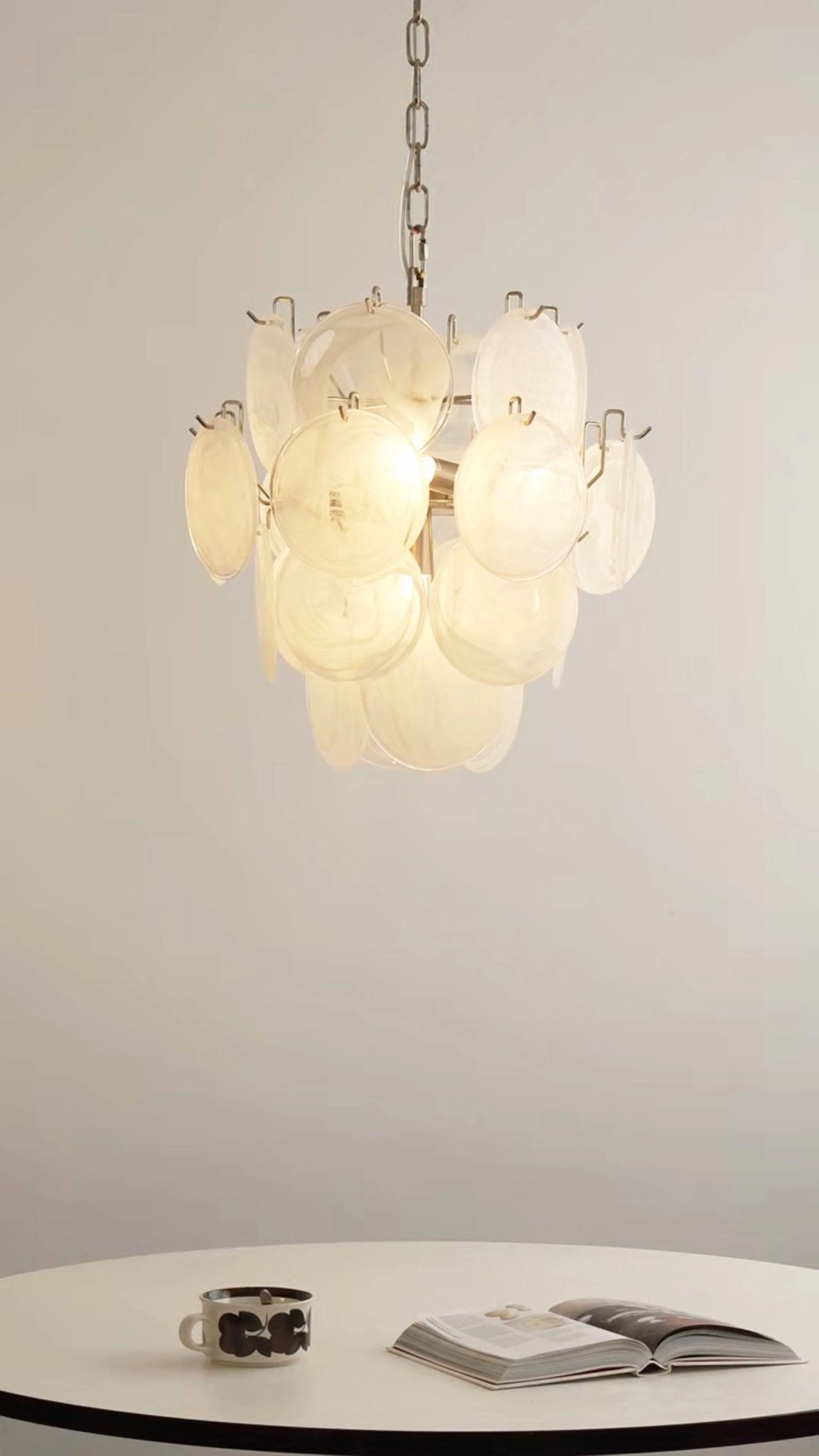 Aqua White Glass Murano Chandelier