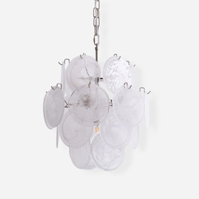 Aqua White Glass Murano Chandelier minimalist reading light