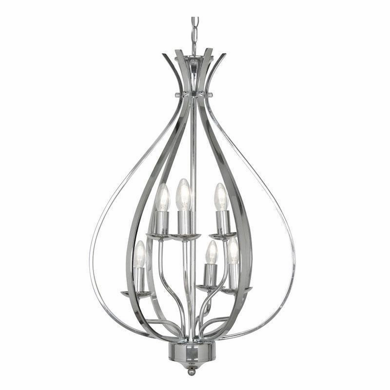 Araba 6 Light Chrome Pendant Ceiling Light white ceiling lamp