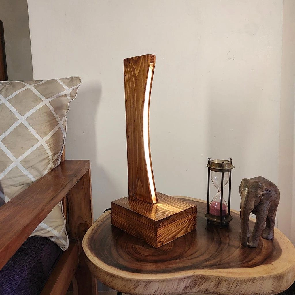 Arc Brown Wooden LED Table Lamp (BULB NOT INCLUDED)