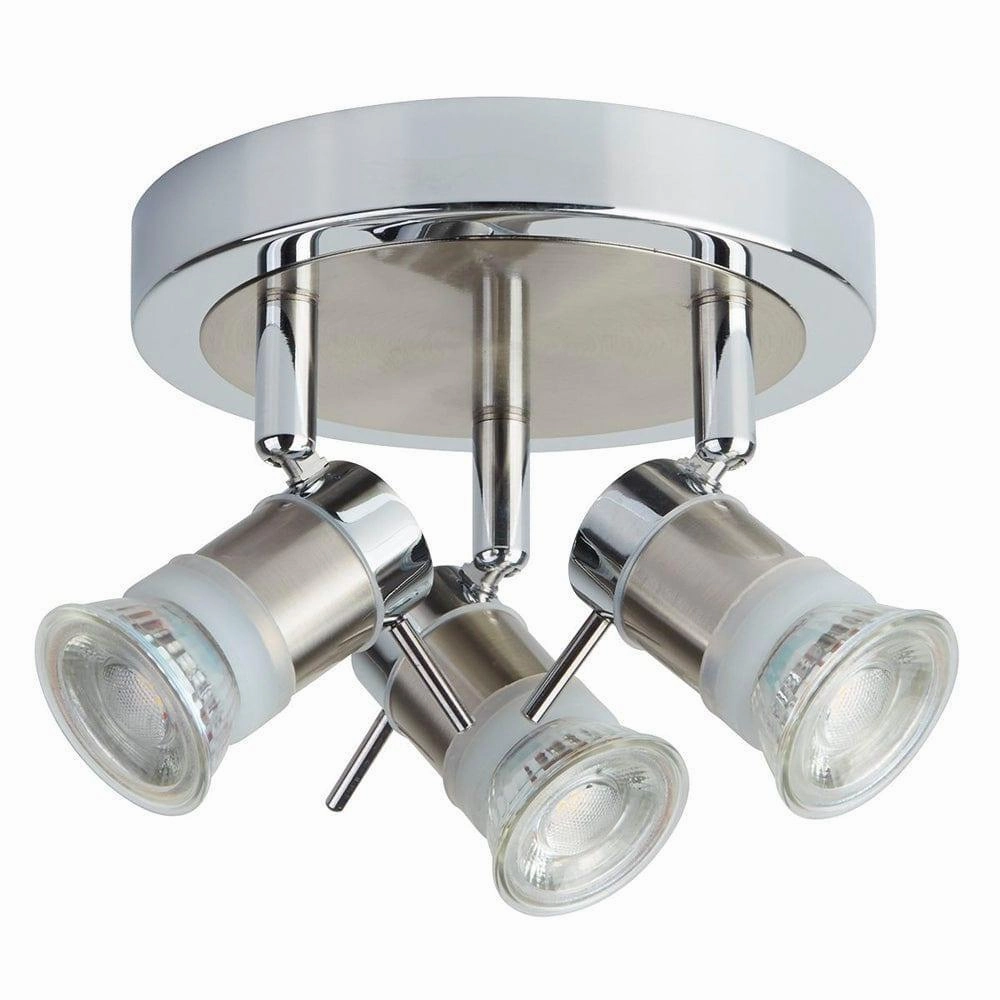 Aries Chrome 3 Light Adjustable Round Flush Spotlights tall arc lamp for living room