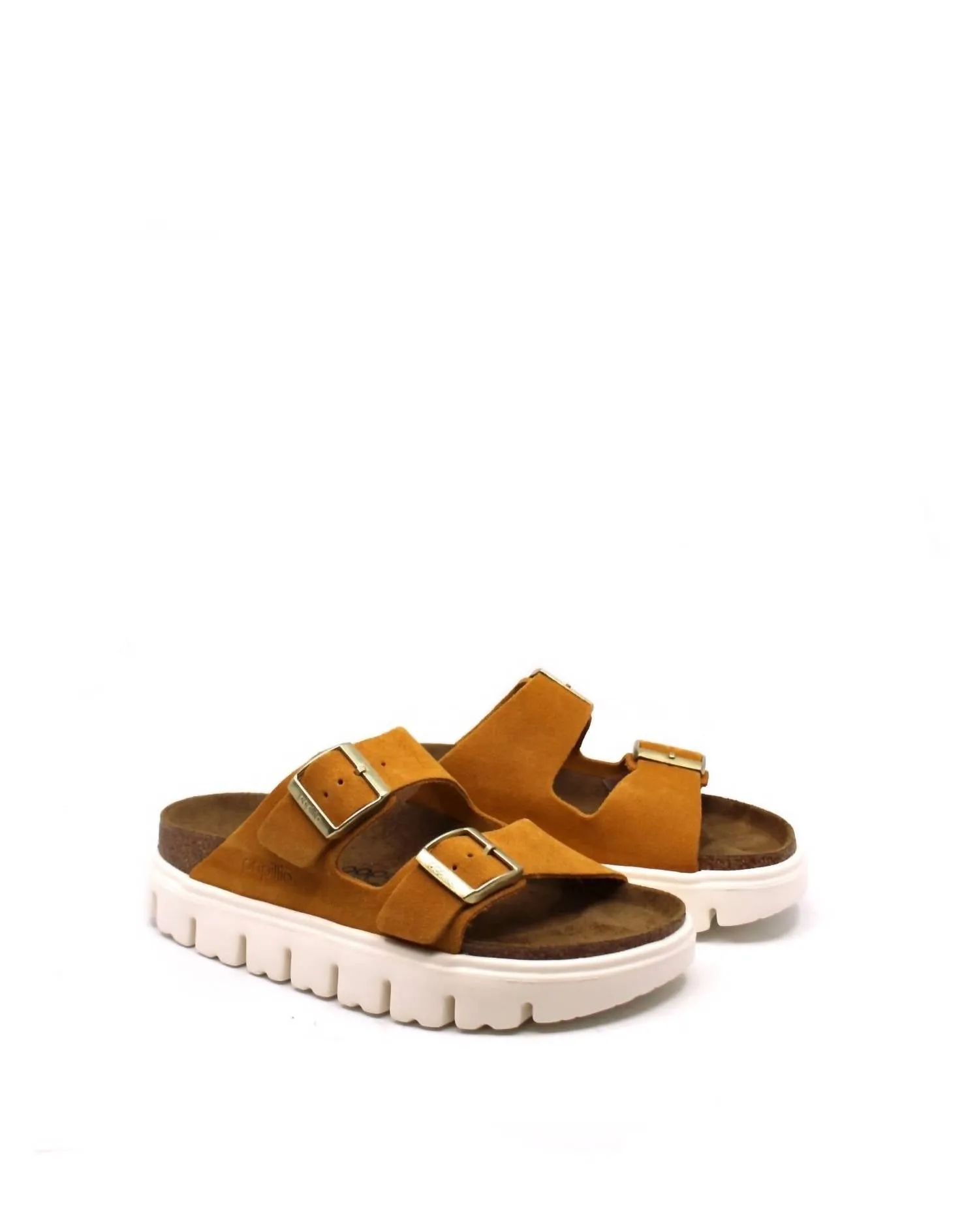 Arizona Chunky Suede Narrow Sandal In Apricot
