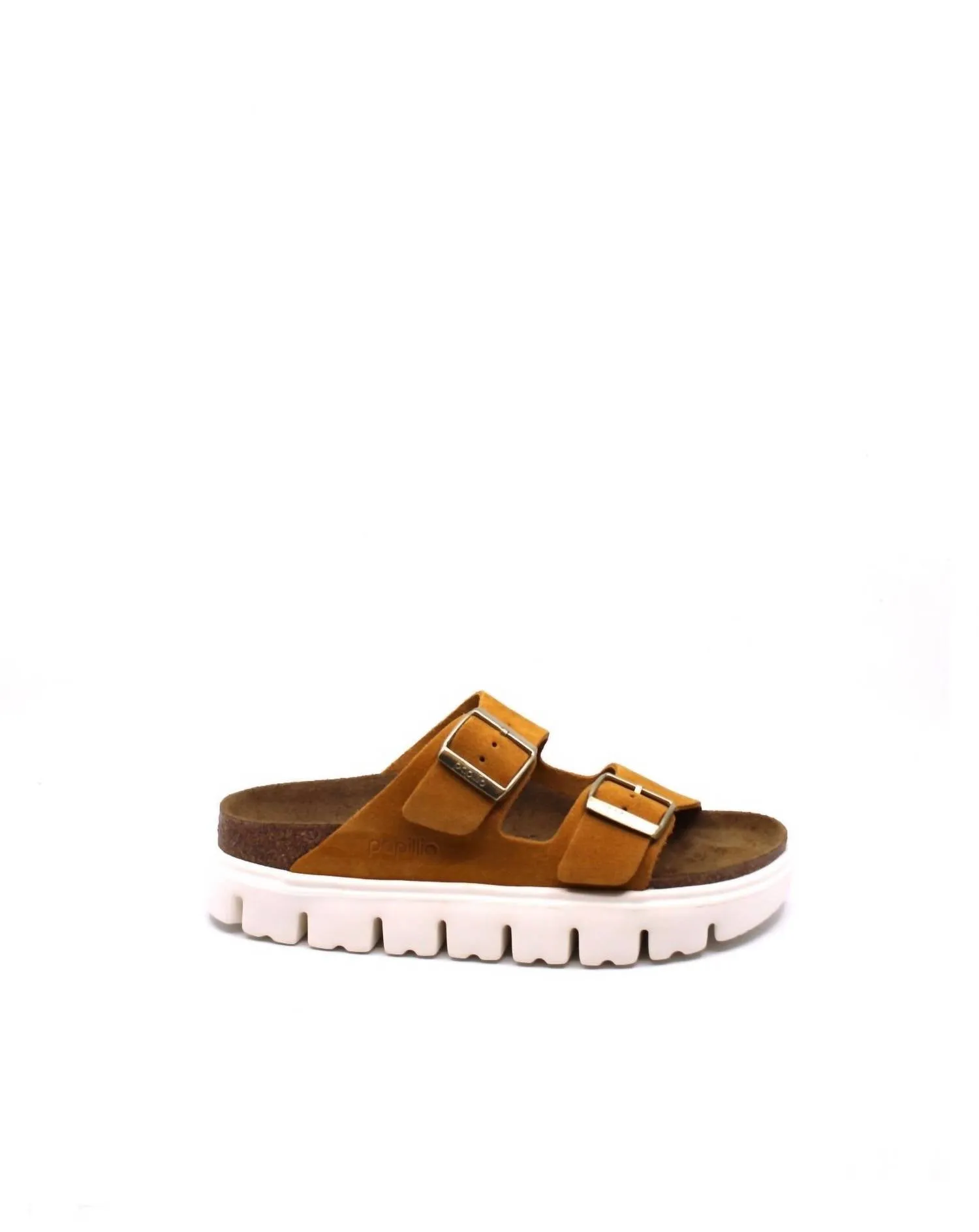 Arizona Chunky Suede Narrow Sandal In Apricot