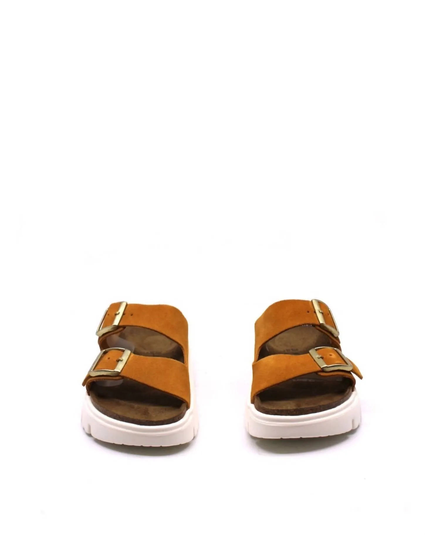 Arizona Chunky Suede Narrow Sandal In Apricot