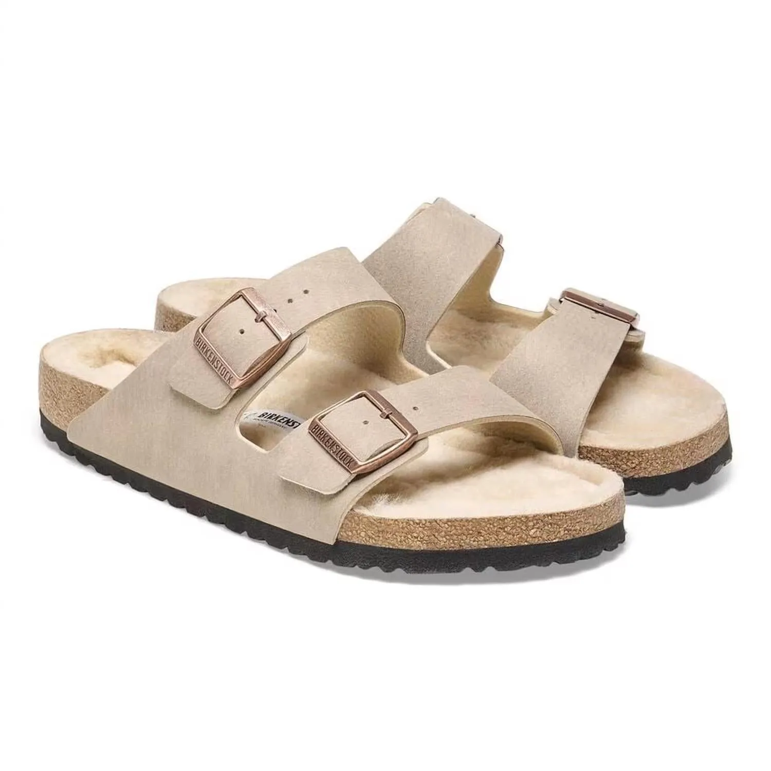 Arizona Shearling Sandals - Narrow In Desert Dust Taupe