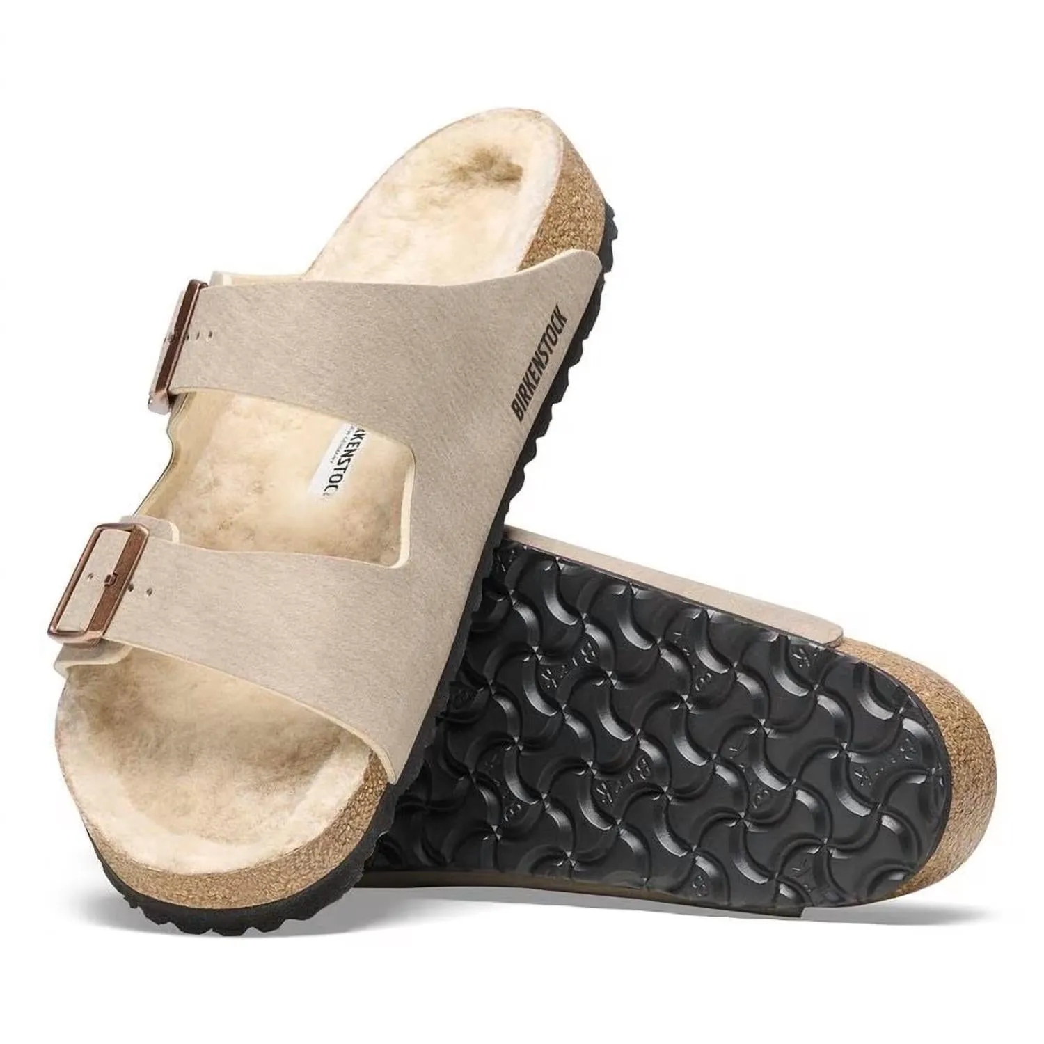 Arizona Shearling Sandals - Narrow In Desert Dust Taupe
