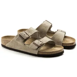 Arizona Soft Footbed Suede Leather Sandal In Taupe