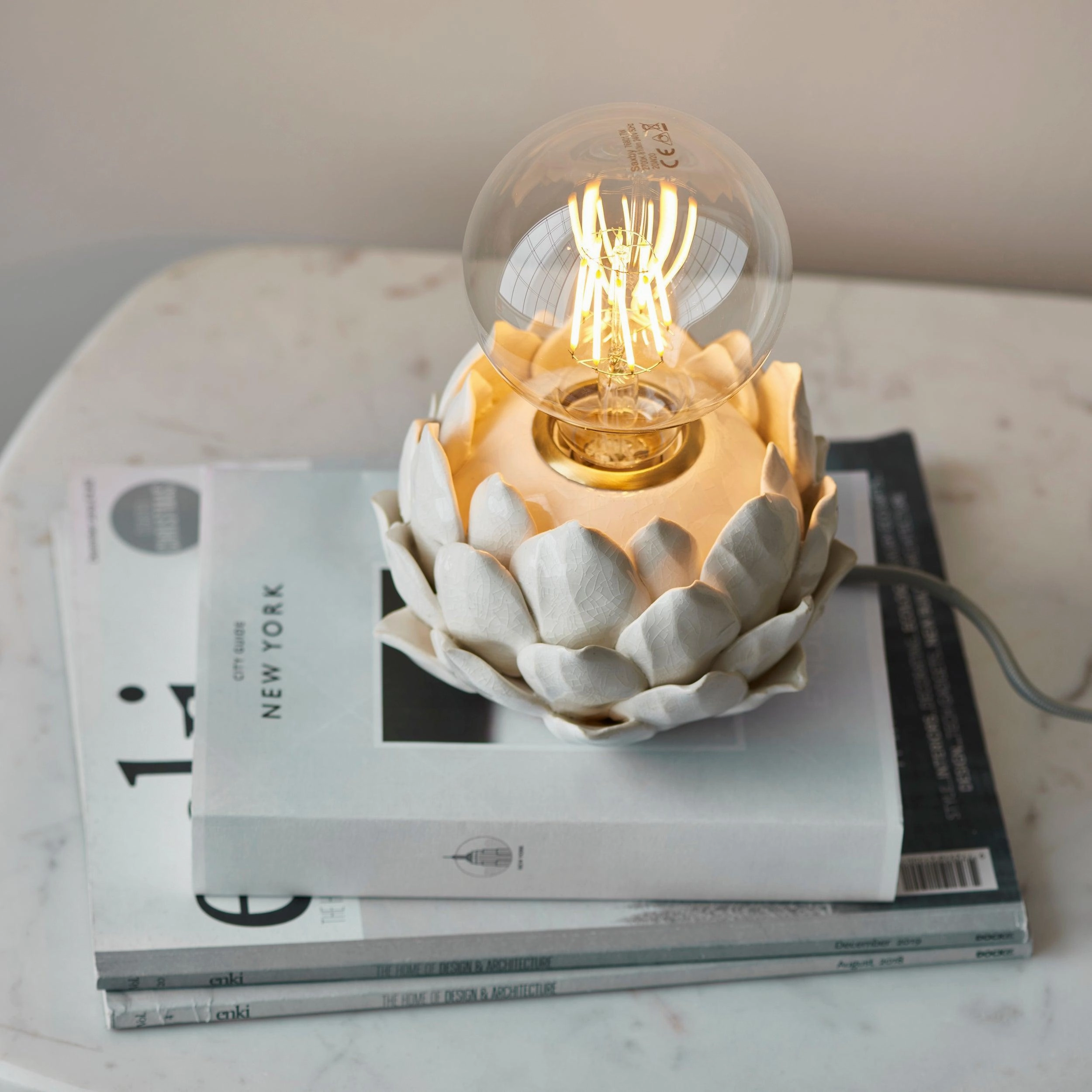 Artichoke Beige Ceramic Table Lamp energy-saving LED light