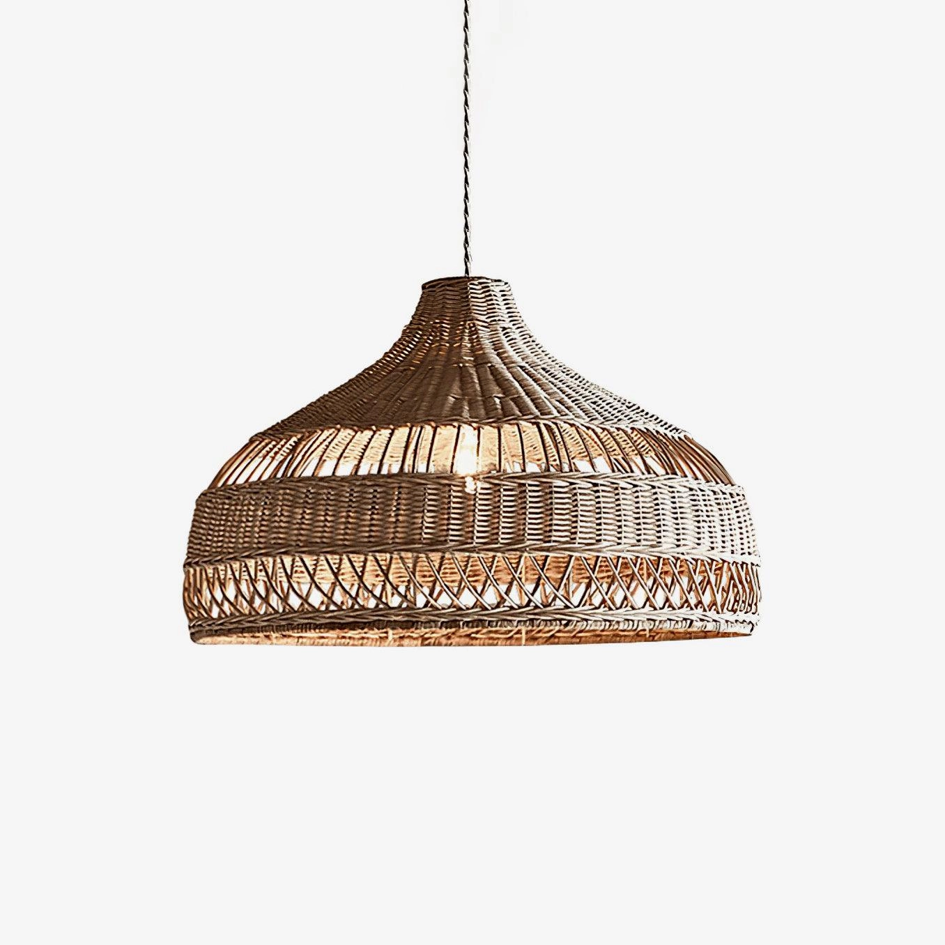 Artisanal Rattan Dome Pendant Lamp surface mount ceiling lamp