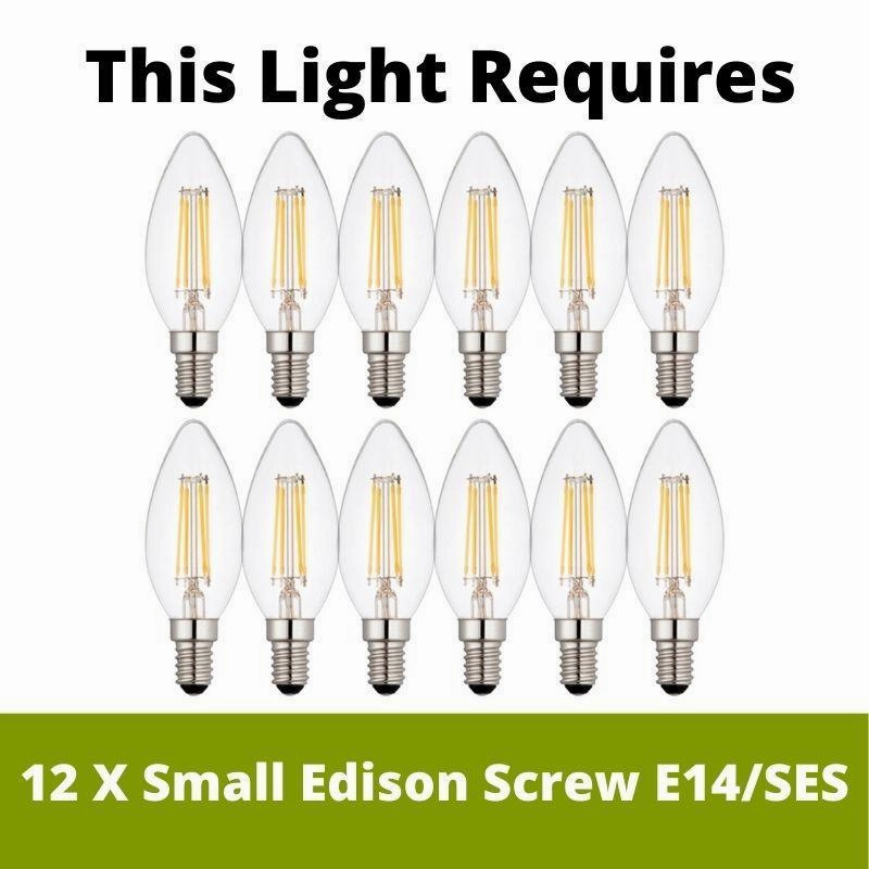 Ascona 12 Light Satin Silver Chandelier - Glass Sconces