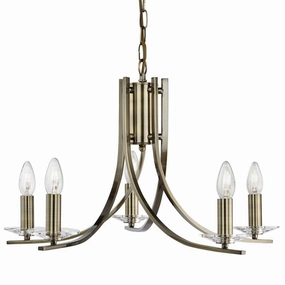 Ascona 5 Light Antique Brass Chandelier - Glass Sconces white ceiling lamp
