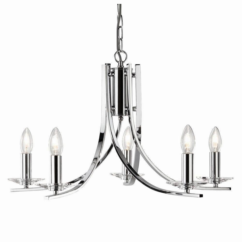 Ascona 5 Light Chrome Chandelier With Glass Sconces white ceiling lamp