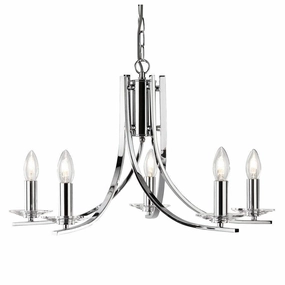 Ascona 5 Light Chrome Chandelier With Glass Sconces white ceiling lamp